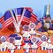 4th of July Patriotic Cupcake Toppers Independence Day Cupcake Topper Wrappers Liners Flag Star Design Cake Decorations for Memorial Day Parade Party Supplies (24 Pcs)